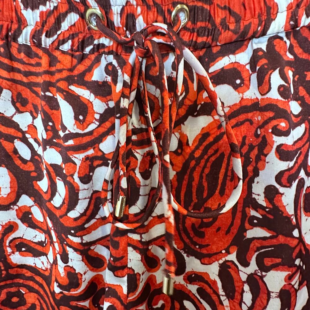 Michael Kors Drawstring Orange Brown‎ Paisley Island Print Satin Shorts Size 6 - Picture 7 of 7